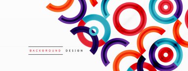 Çemberler, ızgara desenli soyut bir arka planda düzenlenir ve çeşitli renklerin gölgeleri de dahil olmak üzere farklı renk aralıklarına sahiptir. Duvar kağıdı, afiş, sunum, arkaplan şablonu