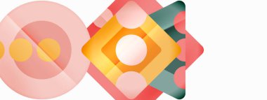 Trendy minimal geometric abstract background. Triangles, squares and circles bright colors backdrop. Vector Illustration For Wallpaper, Banner, Background, Card, Book Illustration, landing page