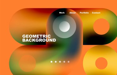 Circles and round shapes landing page abstract geometric background. Web page for website or mobile app wallpaper