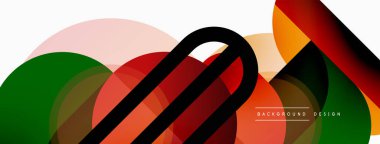 Yuvarlak üçgen çizgileri ve daireleri şekillendirir. Duvar kağıdı afişi arkaplanı veya iniş sayfası için Geometrik vektör çizimi