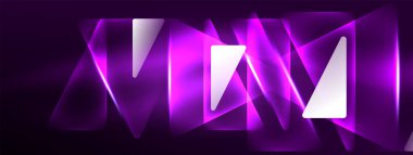 Geometrik arkaplanı hackleyen neon ışıkları, sanal gerçeklik veya yapay zeka konsepti, duvar kağıdı, pankart, sunum, arkaplan için siber punk geometrik şablon