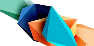 Geometrik konsept, bayrak, arkaplan, duvar kağıdı, iniş sayfası veya şirket logosu markalaşması için 3d düşük poli üçgen tasarım unsurları