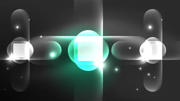 Abstraktní Pozadí Přistávací Stránky Geometrický Tvar Osvětlený Zářícím Neonovým Světlem — Stockový vektor