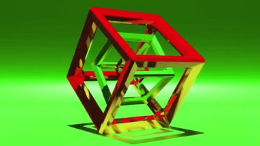 Cam ya da metalik kablo küpleri 3 boyutlu animasyon arka plan. Tekno geometrik döngü hareketi soyut arkaplan