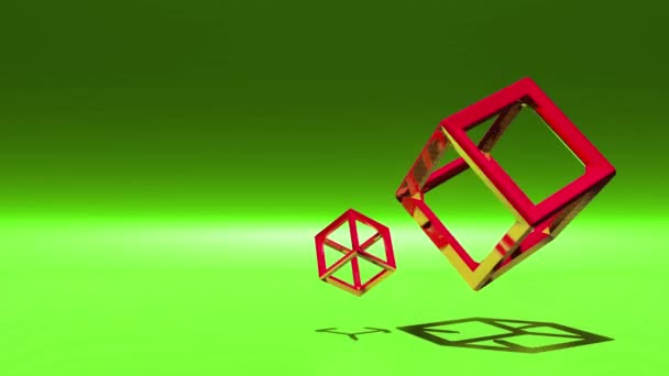 Wireframe Cubos Looping Animação Espaço Luz Neon Futurista Moção Gráficos — Vídeo de Stock