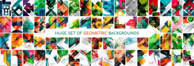 Geometrik arka planların büyük bir koleksiyonu. Duvar kağıdı, afiş, arkaplan, iniş sayfası, duvar sanatı, davetiye, baskı posterleri için soyut arkaplan paketi