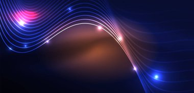 Soyut arkaplan neon dalgası. Duvar kağıdı, afiş, arkaplan, iniş sayfası, duvar resimleri, davetiyeler, posterler için yüksek teknoloji tasarımı