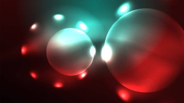 Neon parlayan daireler, sihirli enerji uzay ışığı konsepti, soyut arka plan duvar kağıdı tasarımı