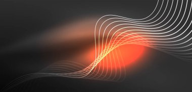 Soyut arkaplan neon dalgası. Duvar kağıdı, afiş, arkaplan, iniş sayfası, duvar resimleri, davetiyeler, posterler için yüksek teknoloji tasarımı