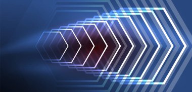 Soyut arka plan tekno neon altıgenleri. Duvar kağıdı, afiş, arkaplan, iniş sayfası, duvar resimleri, davetiye, baskılar, posterler için yüksek teknoloji vektör ilüstrasyonuName