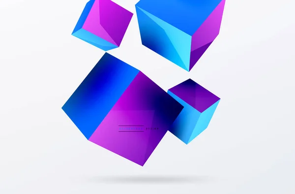 Cubes Vector Abstract Background Composition Square Shaped Basic Geometric Elements — Stok Vektör