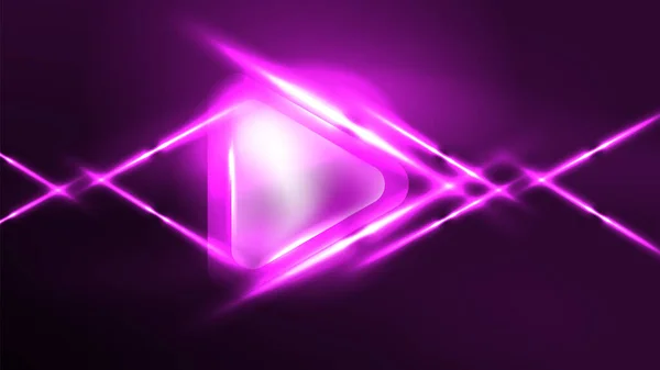 Techno Neon Driehoeken Met Lichteffecten Het Donker — Stockvector