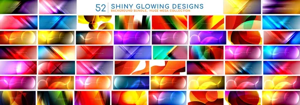 Mega Collectie Van Glanzende Lichteffectontwerpen Met Oranje Gele Kleuren Abstracte — Stockvector