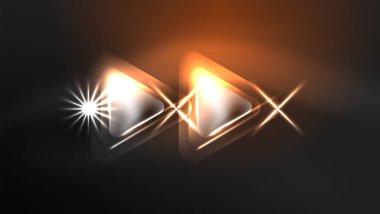 Dijital Neon Soyut Arkaplan, Üçgenler ve Işıklar Geometrik Tasarım Şablonu