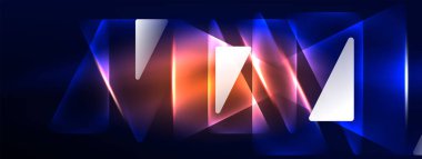 Geometrik arkaplanı hackleyen neon ışıkları, sanal gerçeklik veya yapay zeka konsepti, duvar kağıdı, pankart, sunum, arkaplan için siber punk geometrik şablon