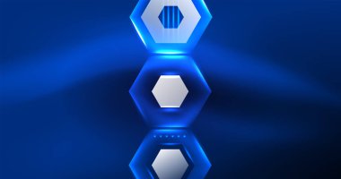 Soyut arkaplan neon altıgen vektör çizimi