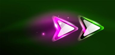 Neon parıldayan tekno çizgiler ve oklar, yüksek teknolojili soyut arkaplan şablonu