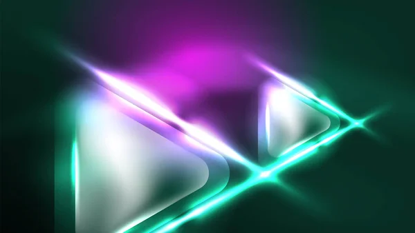 Modèle Conception Géométrique Numérique Néon Fond Abstrait Triangles Lumières — Image vectorielle