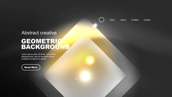 Abstrakte Landing Page Hintergrund Geometrische Form Beleuchtet Mit Leuchtendem Neonlicht — Stockvektor