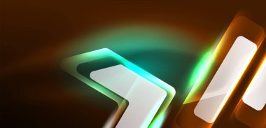 Neon parıldayan tekno çizgiler ve oklar, yüksek teknolojili soyut arkaplan şablonu