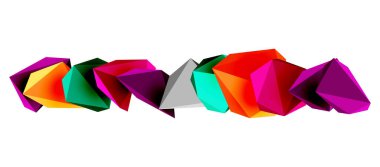 Geometrik konsept, bayrak, arkaplan, duvar kağıdı, iniş sayfası veya şirket logosu markalaşması için 3d düşük poli üçgen tasarım unsurları