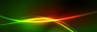 Neon parlayan sıvı dalga çizgileri, sihirli enerji uzay ışığı konsepti, soyut arka plan duvar kağıdı tasarımı