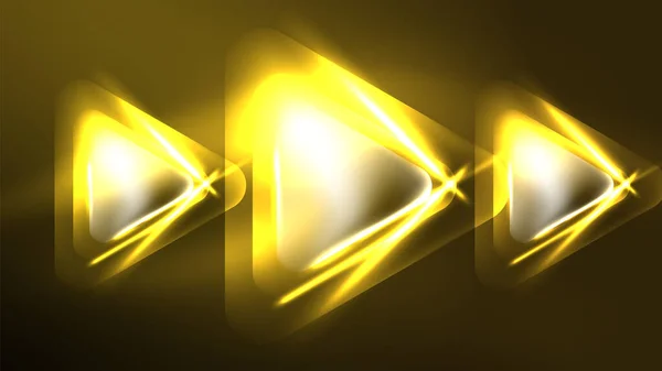 Triangles Néon Techno Avec Effets Lumière Dans Obscurité — Image vectorielle