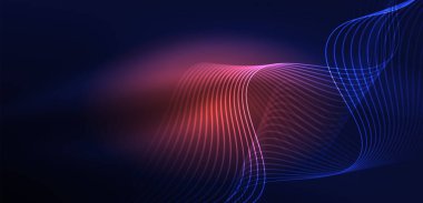 Soyut arkaplan neon dalgası. Duvar kağıdı, afiş, arkaplan, iniş sayfası, duvar resimleri, davetiyeler, posterler için yüksek teknoloji tasarımı