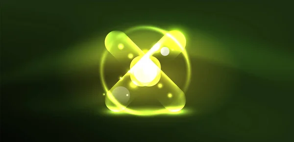 Latar Belakang Lingkaran Tekno Cahaya Neon Abstrak - Stok Vektor