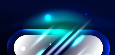 Soyut arkaplan parlayan neon ışıklı geometrik şekiller. Duvar kağıdı, bayrak, arkaplan, kart, kitap illüstrasyonu, iniş sayfası için uzay kozmik ya da sihirli enerji vektör duvar kağıdı