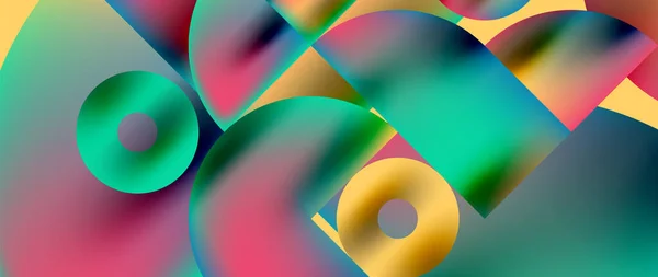 Γεωμετρικό Αφηρημένο Πανόραμα Ταπετσαρία Φόντο Στρογγυλές Μορφές Και Κύκλοι Μεταλλικό — Διανυσματικό Αρχείο