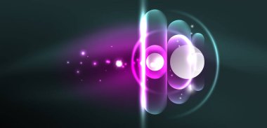 Soyut parlak neon ışıklı tekno daireler arka planı