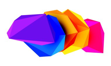 Soyut düşük polyester taş tasarımı. Geometrik 3d vektör tasarım ögesi