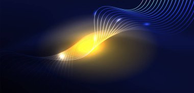 Soyut arkaplan neon dalgası. Duvar kağıdı, afiş, arkaplan, iniş sayfası, duvar resimleri, davetiyeler, posterler için yüksek teknoloji tasarımı