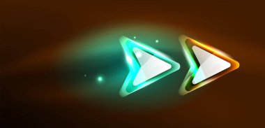 Neon parıldayan tekno çizgiler ve oklar, yüksek teknolojili soyut arkaplan şablonu
