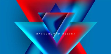 Örtüler, şablonlar, el ilanları, broşürler, afişler için üstüste binen üçgenler ve sıvı gradyanlarla soyut fırın