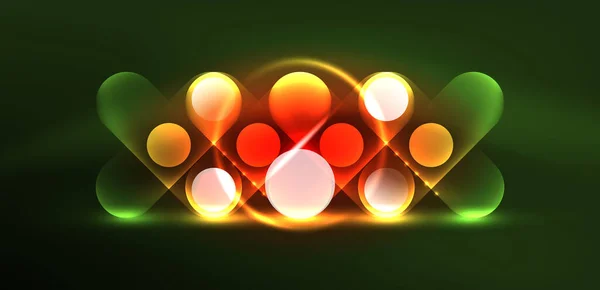 概要光るネオンライトテクノサークル背景 — ストックベクタ