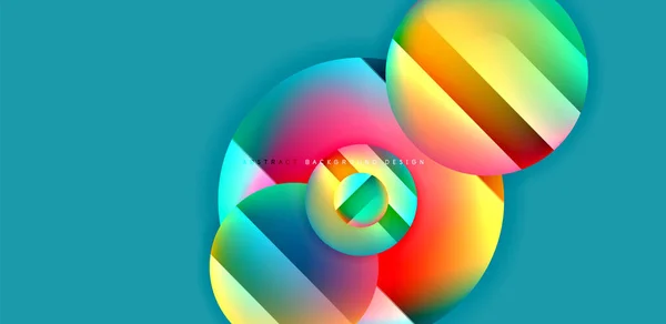 光と影の効果を持つカラフルな光沢と光沢のある円抽象的な組成 幾何学的ベクトル抽象的な背景 — ストックベクタ
