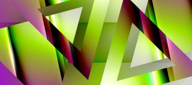 Trendy minimal geometric composition abstract background. Shadow lines and lights on glossy triangles backdrop. Vector Illustration For Wallpaper, Banner, Background, Card, Book Illustration