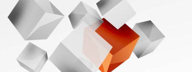 3d vektör soyut arkaplan. Uçan küp kompozisyonu. Duvar kağıdı, afiş, arkaplan veya iniş için moda tekno iş şablonu