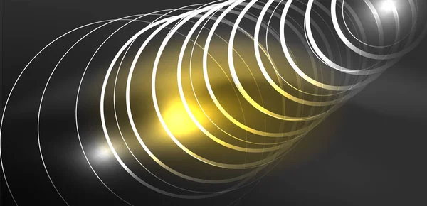 Lignes Laser Néon Cercles Ondes Fond Abstrait Spectacle Néon Laser — Image vectorielle