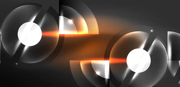 Abstrakter Hintergrund Leuchtende Neonkreise Und Linien Mit Magischen Lichteffekten Tech — Stockvektor