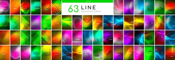 Mega Coleção Linhas Transparentes Neon Pacote Elementos Para Papel Parede — Vetor de Stock