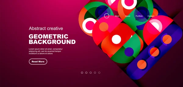 Abstract Technology Landing Page Background Circles Elements Creative Concept Business — Stock Vector