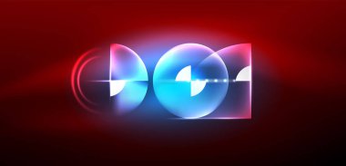 Neon ışığı parlayan daireler vektörü soyut arkaplan