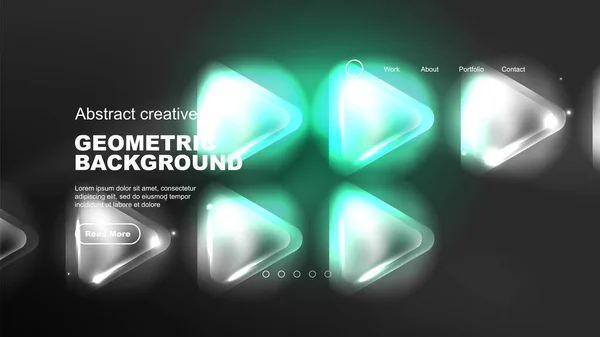 Abstrakte Landing Page Hintergrund Geometrische Form Beleuchtet Mit Leuchtendem Neonlicht — Stockvektor