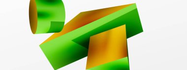 Metallic 3d shape vector geometric background. Trendy techno business template for wallpaper, banner, background or landing