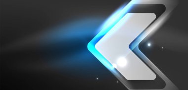 Neon hız oku ve çizgi arka planı şekillendirir. Parlak arka planlı yüksek teknoloji konsepti. Karanlıkta parlayan ışık efekti