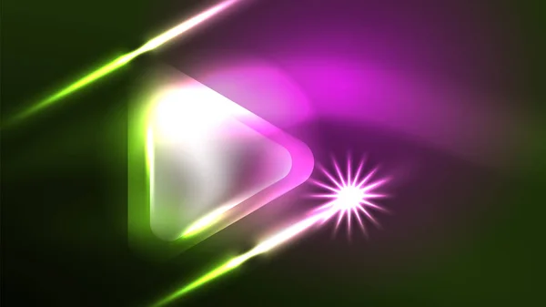 Latar Belakang Neon Abstrak Digital Segitiga Dan Cahaya Desain Geometrik - Stok Vektor