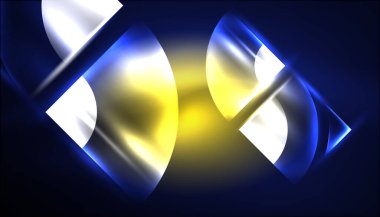 Soyut arka plan vektörü neon parlayan geometrik elementler. Duvar kağıdı, afiş, arkaplan, iniş sayfası, duvar resimleri, davetiyeler, posterler için yüksek teknoloji tasarımı
